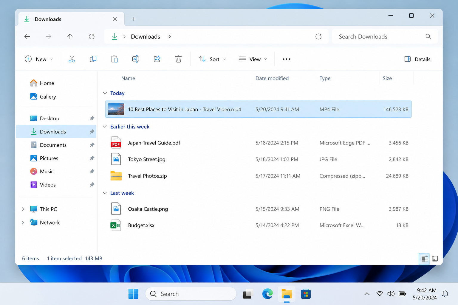 Downloaded YouTube video saved in the Windows Downloads folder