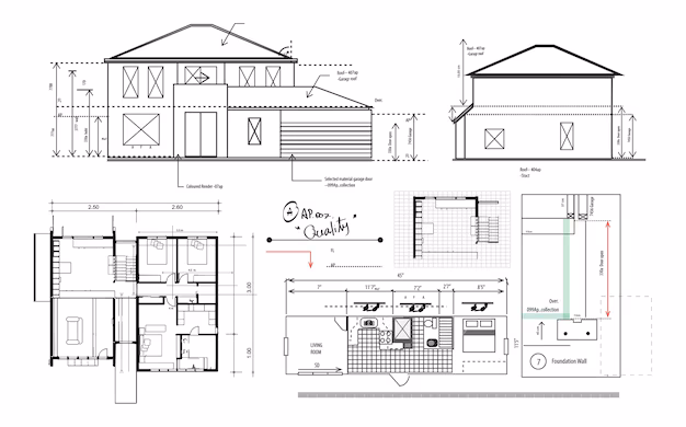 Affordable 2D CAD drafting software interface with floor plans and layers